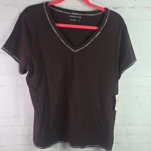 Coldwater Creek Dark Brown Short Sleeve Top